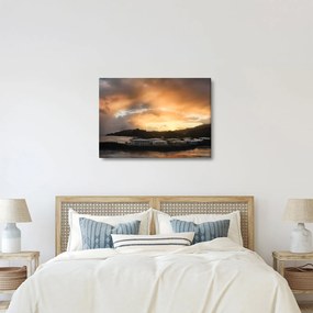 Obraz - pláž so zatiahnutou oblohou (70x50 cm)