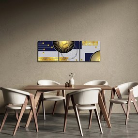 Obraz - Zlaté kruhy (s hodinami) (90x30 cm)