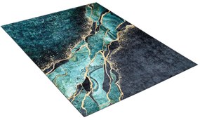 Čierno-zelený moderný koberec s abstraktným vzorom
