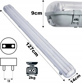 SADA Hermetická LED lampa 120cm 54W 8640lm 4000K + 3x Prémiové LED trubice