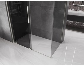 Mexen Velar, sprchový kút s posuvnými dverami 160 x 75 cm, 8mm šedé sklo, brúsená oceľ, 871-160-075-41-97