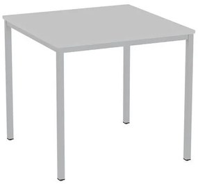 Jedálenský stôl Versys so strieborným podnožím RAL 9006, 80 x 80 x 74,3 cm, svetlosivý