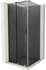 Mexen Velar, sprchový kút s posuvnými dverami 120 x 120 cm, 8mm šedé sklo, zlatá lesklá, 871-120-120-41-50