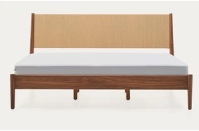 Tmavohnedá dvojlôžková posteľ z orechového dreva s roštom 180x200 cm Elan – Kave Home