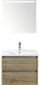 Kúpeľňový nábytkový set Sanox Dante farba čela dub prírodný ŠxVxH 61 x 170 x 46 cm s keramickým umývadlom a zrkadlom s LED osvetlením