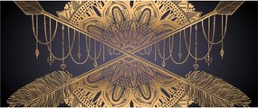 Obraz - Zlatá mandala s šípmi (120x50 cm)