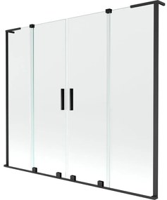 Mexen Velar L Duo, 2-krídlová posuvná vaňová zástena 200 x 150 cm, 8mm číre sklo, čierna matná, 896-200-003-02-70
