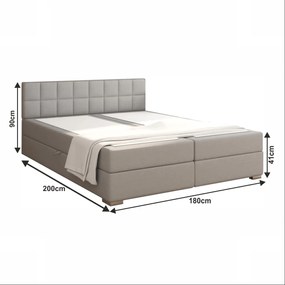 Boxspringová manželská posteľ Ferata 180x200 cm - svetlosivá