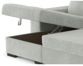 Rozkladacia sedačka s úložným priestorom a taburetom PALERMO, svetlosivá, ľavé prevedenie