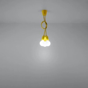Závesné svietidlo Diego 3, žlté telo svietidla