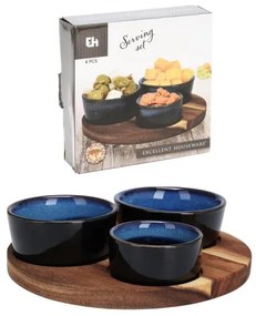 Servírovací set 3+1 v modrom prvedení 20x20 cm