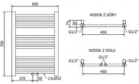 Mexen Mars, elektrické vykurovacie teleso 700 x 500 mm, 300 W, zlatá lesklá, W110-0700-500-2300-50