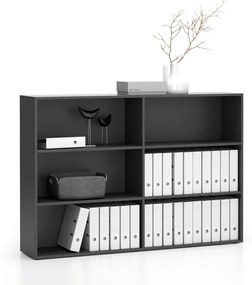 Dvojitý nízky kancelársky regál SEGMENT, 4 police, 1660 x 350 x 1140 mm, grafitová