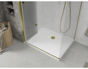 Mexen Lima sprchovací kút 90x80cm, 6mm sklo, zlatý profil - číre sklo + Slim sprchová vanička - 856-090-080-50-00-4010