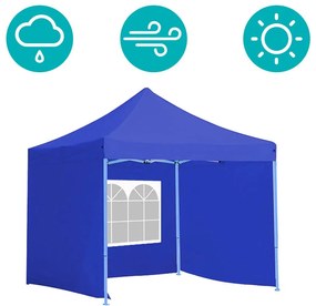 Záhradný pavilón-modrý+bočné steny+prenosná taška-2,9x2,9 m