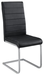 Juskys Konzolová stolička Vegas sada 4 kusov zo syntetickej kože v čiernej farbe