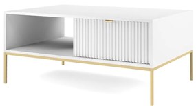 KONFERENČNÝ STOLÍK VIGGO BIELY + ZLATÝ PODSTAVEC 104 cm