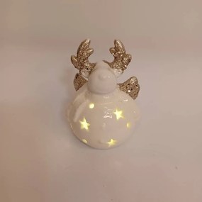 DECOLED Keramický sob, 7,3 x 6,5 x 9,3 cm, teple bílá, 2xLR44