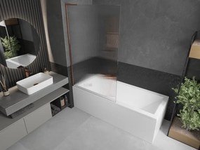 Mexen Next L, 1-krídlová vaňová zástena 100 x 150 cm, 6mm sklo s rebrovým vzorom, ružové zlato profil, 895-100-000-03-09-60