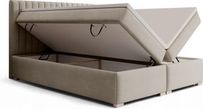 Boxspring posteľ Solani 160x200 s úložným priestorom - béžový zamat Castel 15