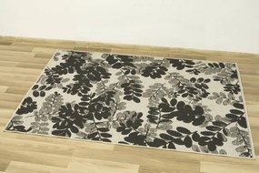 Koberec šnúrkový Lejda 12504/951 lístie - antracitový / béžový