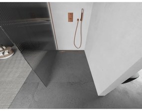 Mexen Kioto, sprchová zástena Walk-In 110 x 200 cm, 8mm sklo s rebrovým vzorom, medený matný profil, 800-110-101-65-09