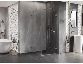 Mexen Lunar-F, 1-krídlový sprchový kút so skladacími dverami, pravý, 90 x 90 cm, 8mm číre sklo, brúsená oceľ profil, 836-090-090-97-00-P