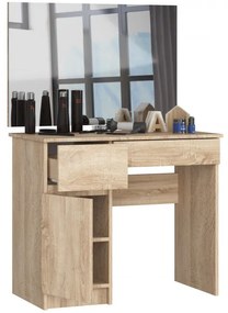 Toaletný stolík so zrkadlom CLP P-2/SL 900x600 ľavý, dub sonoma