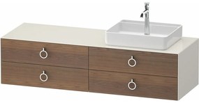 DURAVIT White Tulip závesná skrinka pod umývadlo na dosku (umývadlo vpravo), 4 zásuvky, 1600 x 550 x 408 mm, americký orech masív/nordická biela vysoký lesk, WT4995R77H40000