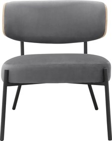 Sivé zamatové kreslo s podnožkou Jerry – Støraa