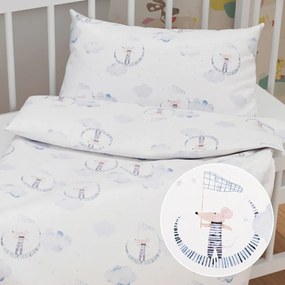 Biante Detské bavlnené posteľné obliečky do postieľky Sandra SA-579 Myšky medzi modrými obláčikmi Do postieľky 100x135 a 40x60 cm