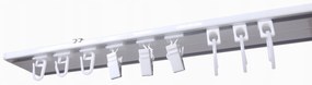 Dekorstudio Stropná hliníková dvojitá koľajnica Small PLUS Dĺžka: 140cm, Typ príslušenstva: Bežce AS + Francúzsky háčik