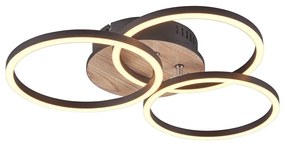 Čierno-hnedé LED stropné svietidlo 43x43 cm Circle – Trio