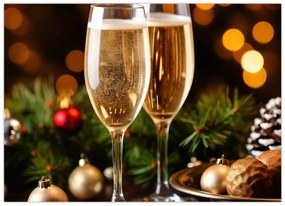 Sklenený obraz - Poháre šampanského (70x50 cm)