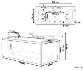 Vírivá vaňa s LED osvetlením 172 x 83 cm biela MONTEGO Beliani