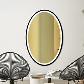 Zrkadlo Nordic Oval Black LED - gold glass Rozmer zrkadla: 65 x 100 cm