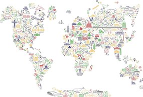 Sklenený obraz - Obrázková mapa (70x50 cm)