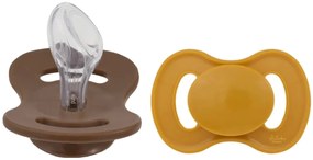 Cumlík, ortodontický silikón, 2ks, Lullaby Planet, 6m+, hnedá/horčica