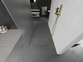 Mexen Kioto, sprchová zástena Walk-In 110 x 200 cm, 8mm sklo námraza, zlatý matný profil, 800-110-002-55-30