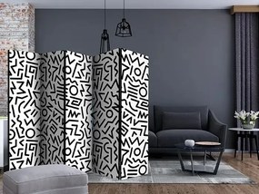 Paraván - Black and White Maze II [Room Dividers] Veľkosť: 225x172, Verzia: Akustický