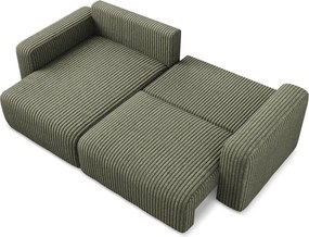 Zelená menčestrová rozkladacia/s úložným priestorom rohová pohovka (ľavý roh/s leňoškou) Kona – Makamii