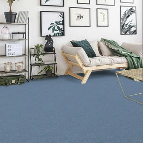 Vorwerk, Metrážny koberec Bingo 3R33 svetlo modrý, na mieru, šíře 4m, modrá, filc, chodba / predsieň