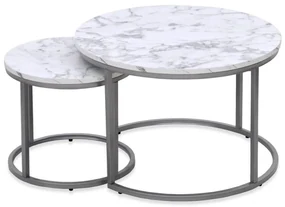 Halmar SADA 2x Konferenčný stolík PAOLA pr. 38/60 cm šedá/dekor mramoru HA0084