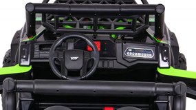 Ramiz Elektrická terénna bugina UTV pre deti zelená + diaľkové ovládanie + batožinový priestor + pomalý štart + EVA kolesá + MP3 LED