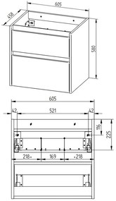 Mereo Opto, kúpeľňová skrinka 61 cm, Multidecor, Šedá diamant, MER-CN990SSEDD