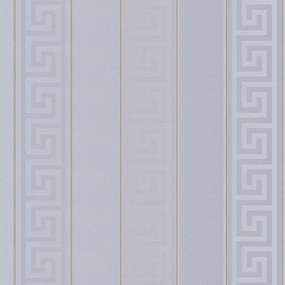 Vliesové tapety na zeď Versace III 93524-5, rozměr 10,05 m x 0,70 m, řecký klíč šedý se zlatými proužky, A.S. Création