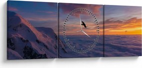 Obraz pri západe slnka, Mt. blanc (s hodinami) (90x30 cm)