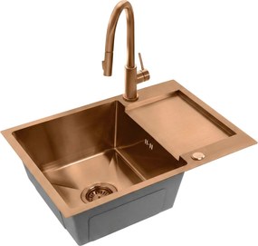 Rea Paul, 1-komorový nerezový drez 600x480x185 mm, medená matná, ZLE-06017