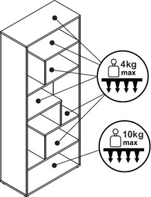 Vysoký regál Zigzag, biely
