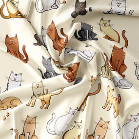 Obliečky z mikrovlákna COLORED CATS krémové Rozmer obliečky: 70 x 90 cm | 140 x 200 cm